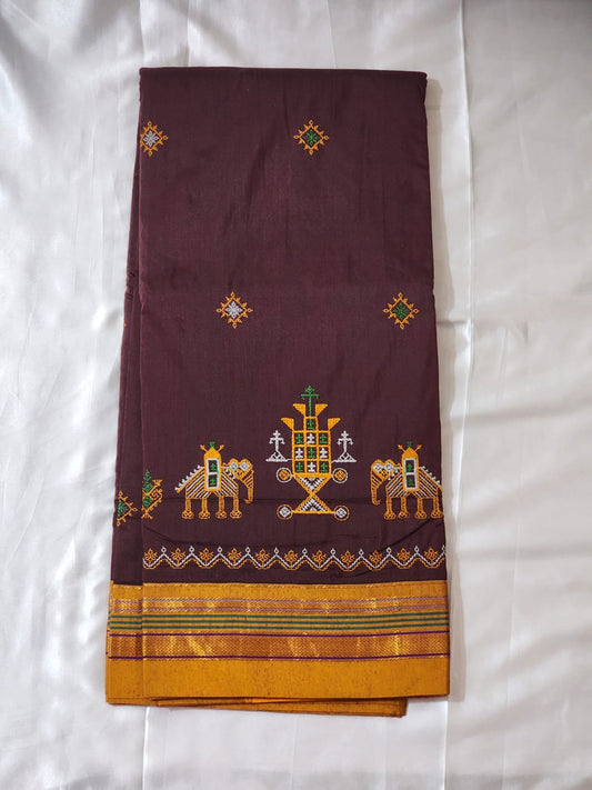 Deep maroon  Ilkal Cotton Saree
