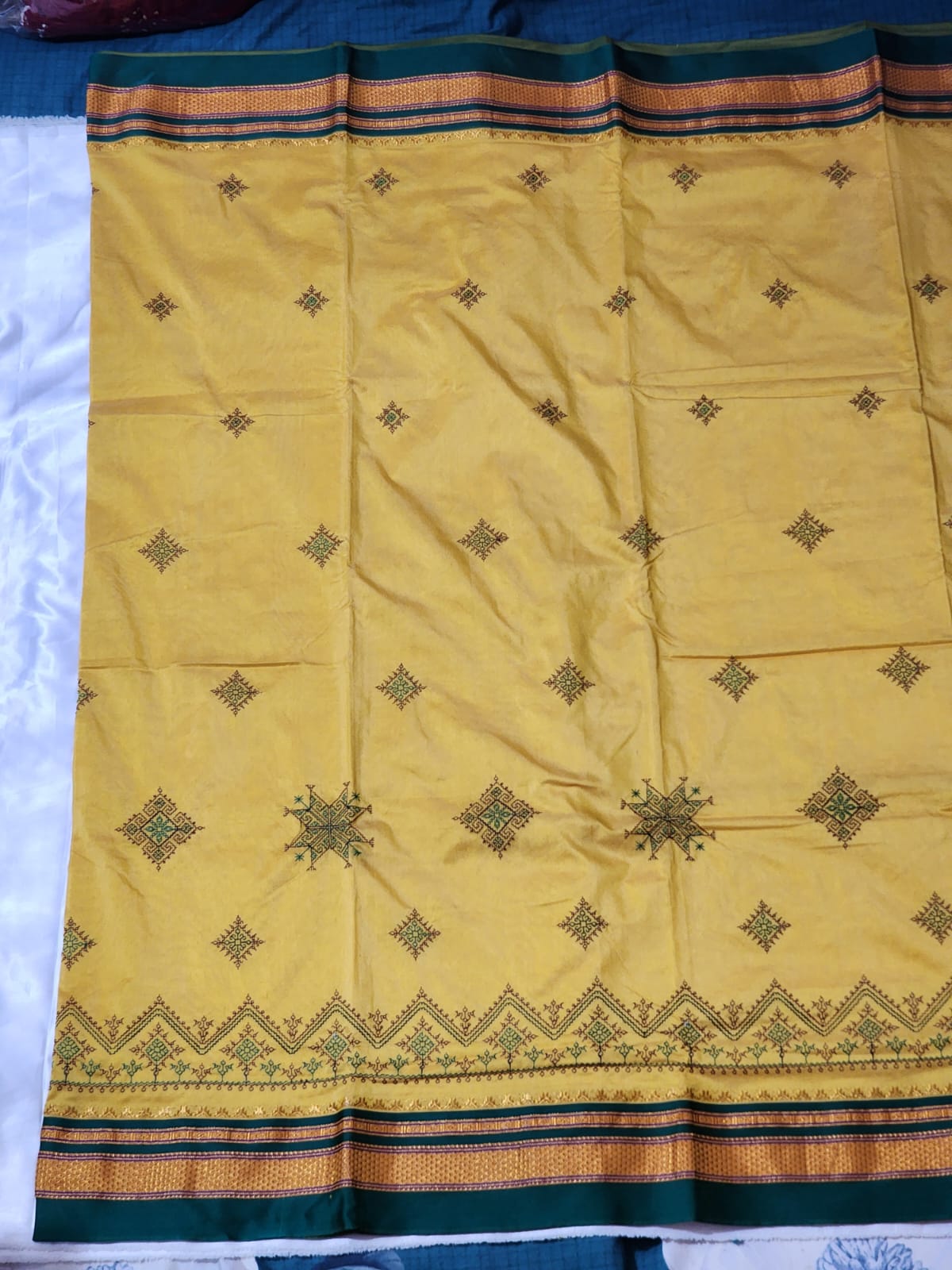 Bright yellow Ilkal Cotton Saree