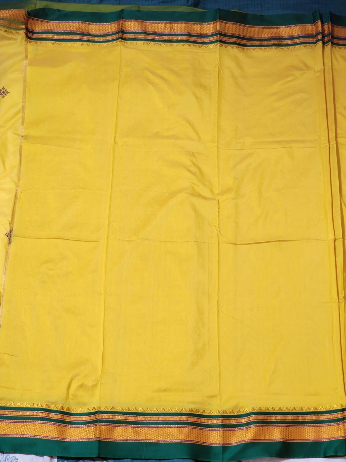 Bright yellow Ilkal Cotton Saree