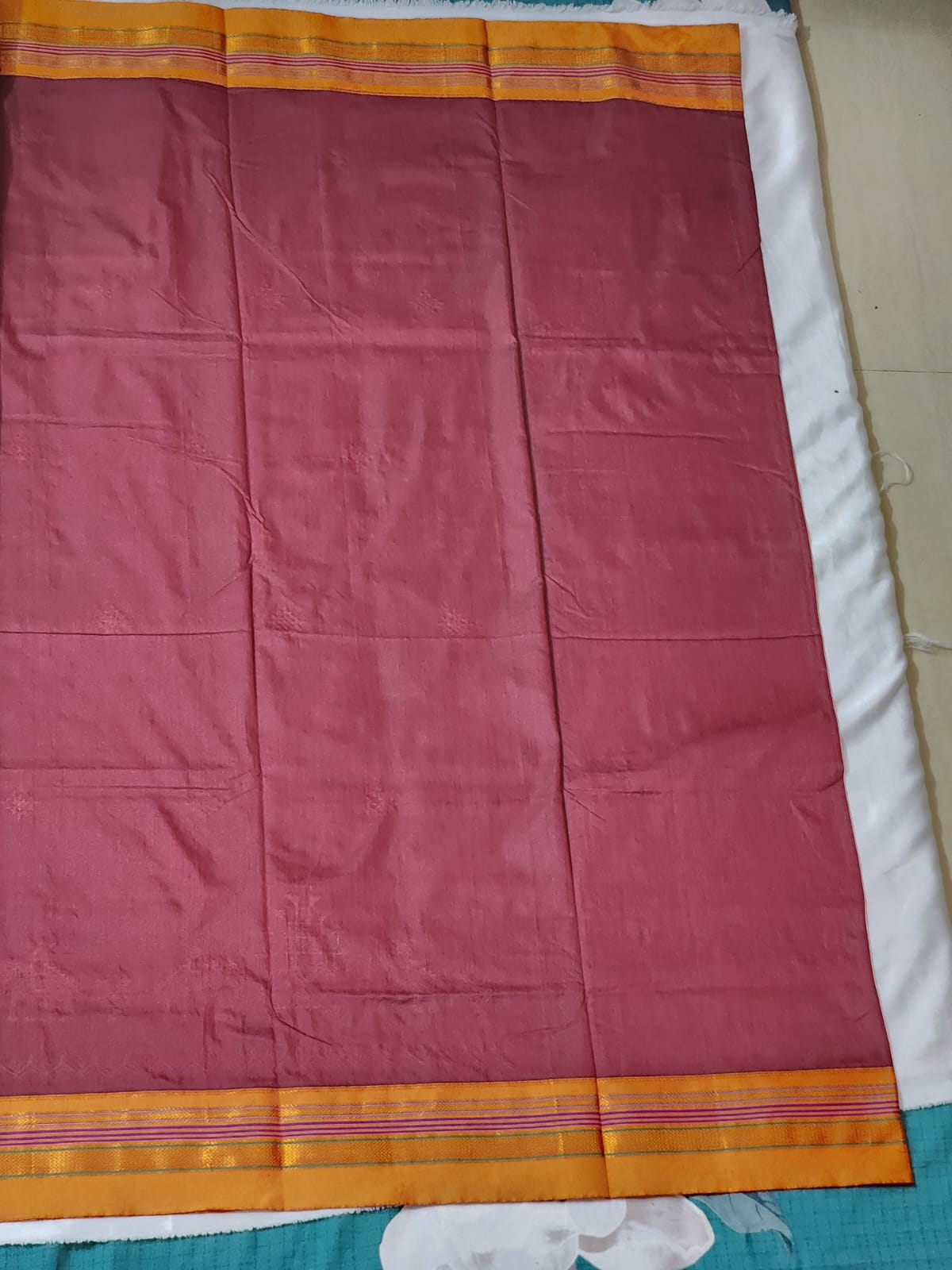 Deep maroon with mustard Ilkal Cotton Saree