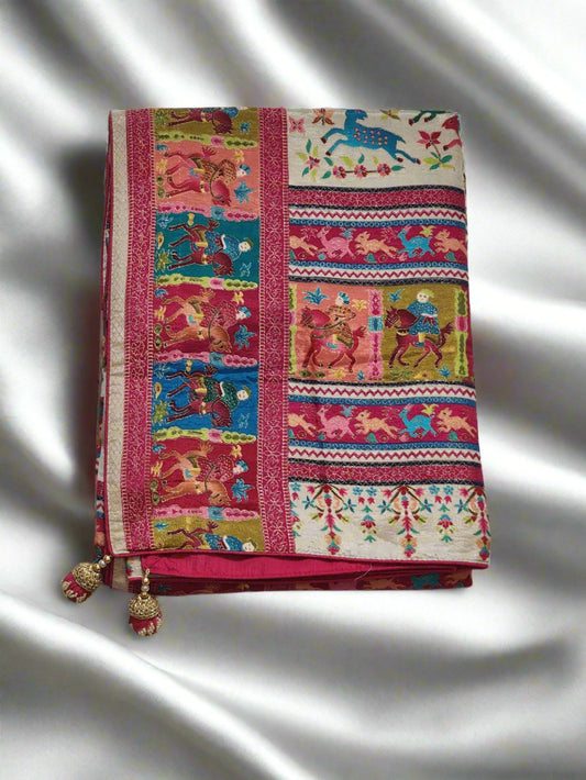 Ivory base Dola Silk Saree