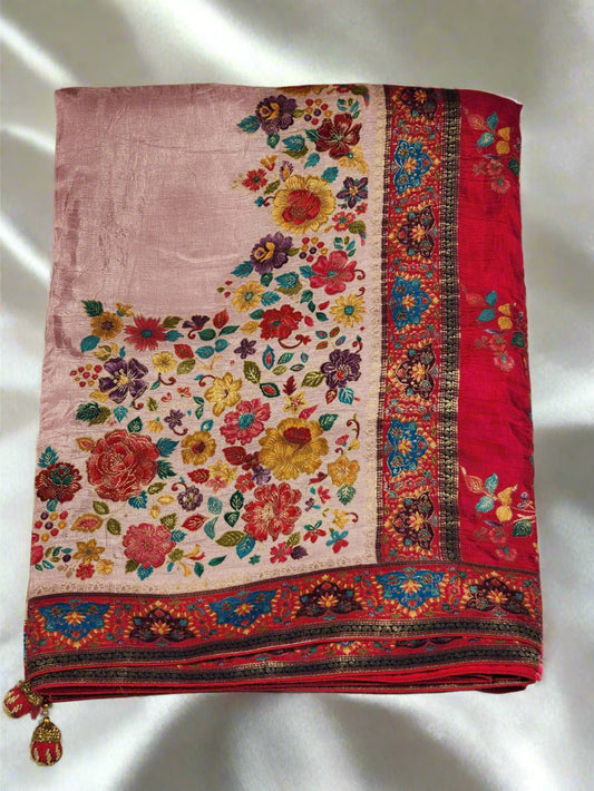 Blush Pink Dola Silk Saree