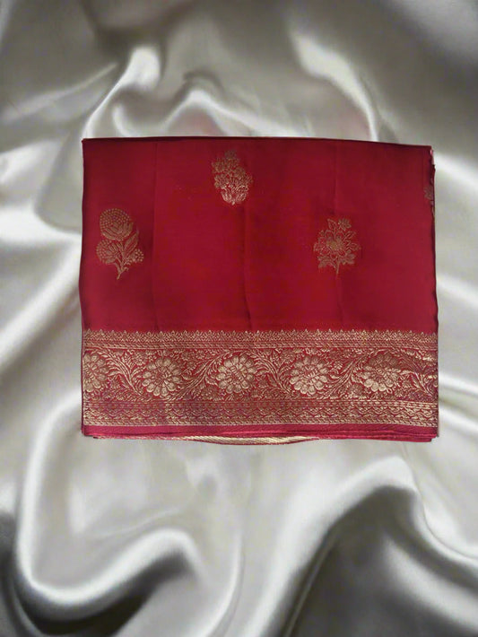 Royal Bloom – Deep Maroon Banaras Silk Saree with Floral Zari Weave