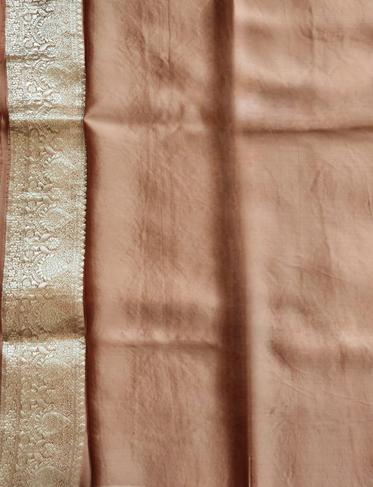 Antique Charm – Coffee Brown Banaras Silk Saree with Gold Zari