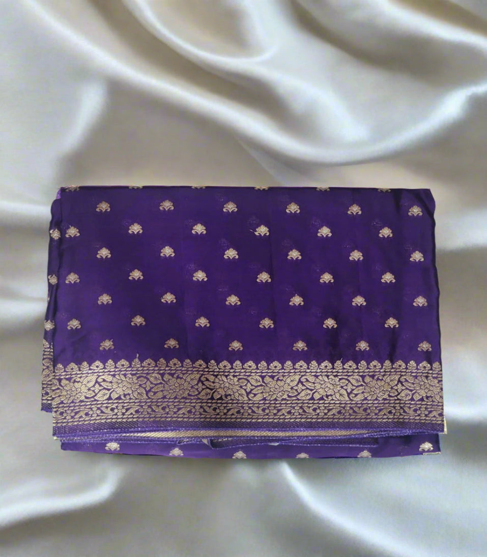 Regal Radiance – Royal Purple Banaras Silk Saree with Gold Zari