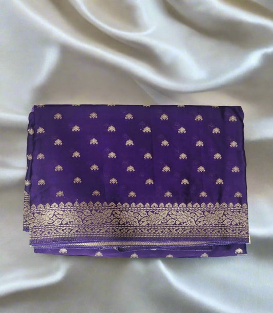 Regal Radiance – Royal Purple Banaras Silk Saree with Gold Zari