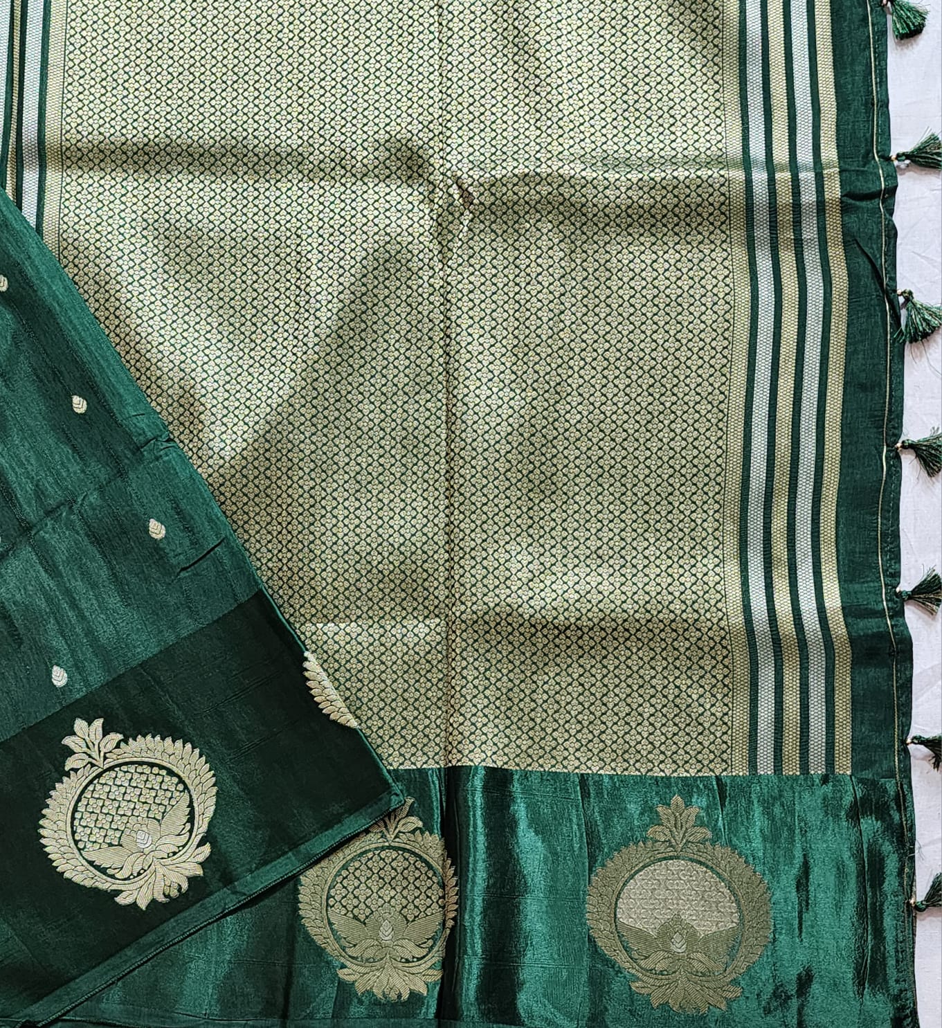 Majestic Emerald – Banaras Silk Saree with Antique Zari Motifs