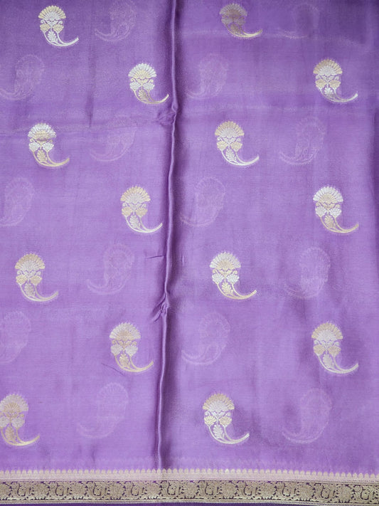 Lavender Whisper – Soft Purple Banaras Silk Saree with Elegant Zari Border
