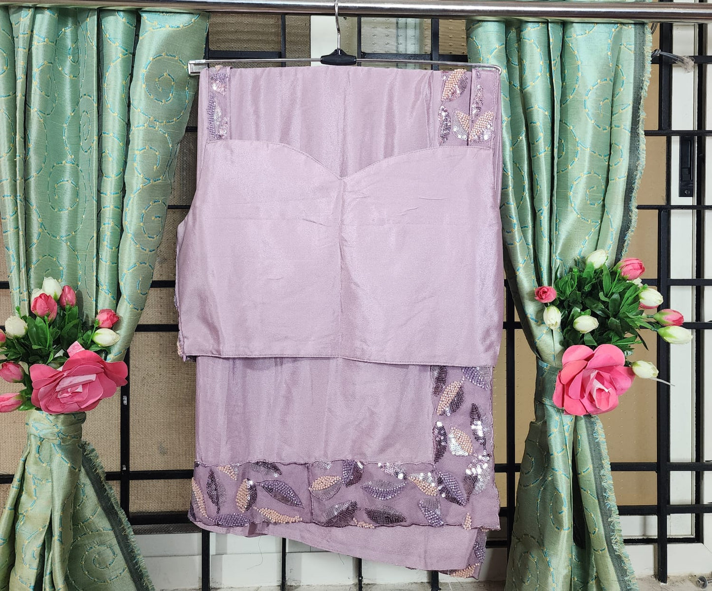 Lavender Leaf – Party Wear Saree with Embroidered Blouse