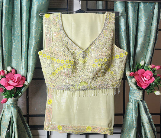 Sunshine Yellow Saree with Sequin and Bead Embroidered Blouse