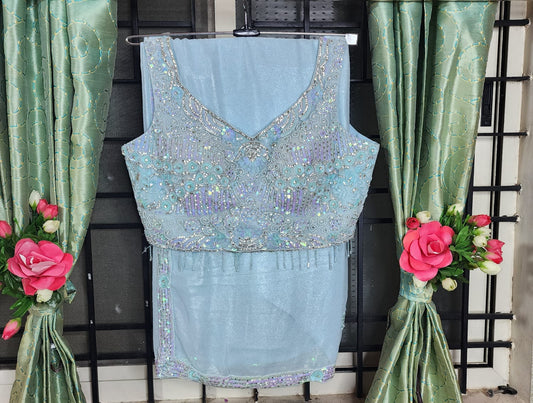 Crystal Frost –  Saree with Designer Beaded Blouse