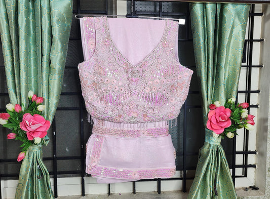Blush Bloom – Saree with Heavily Embroidered Designer Blouse