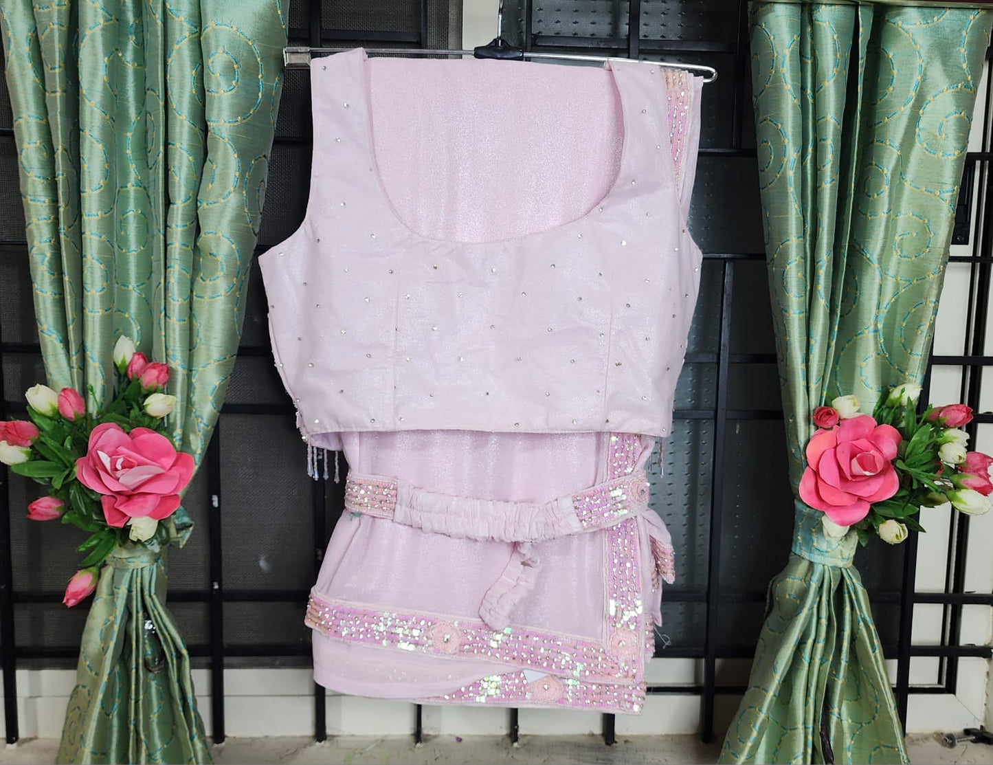 Blush Bloom – Saree with Heavily Embroidered Designer Blouse