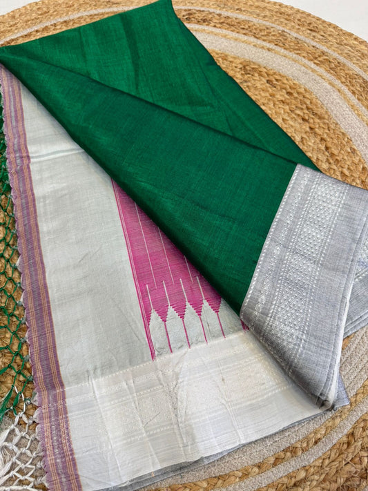 Emerald Green Ilkal Cotton Saree