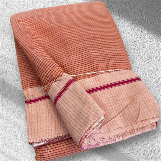 Peach Checks Patteda Anchu Ilkal Saree