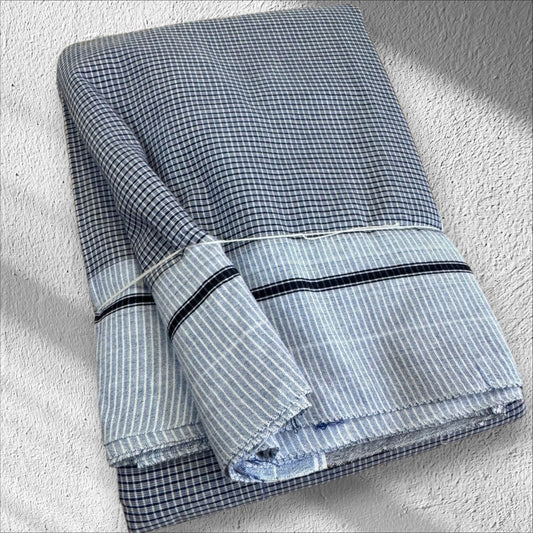 classic navy blue checks Patteda Anchu Ilkal Saree