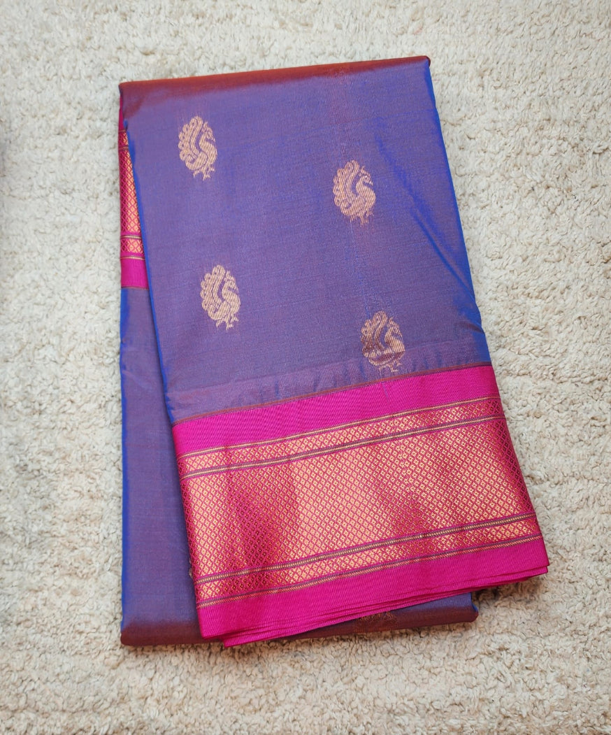 Purple Paithani Saree with Pink Kadiyal Border