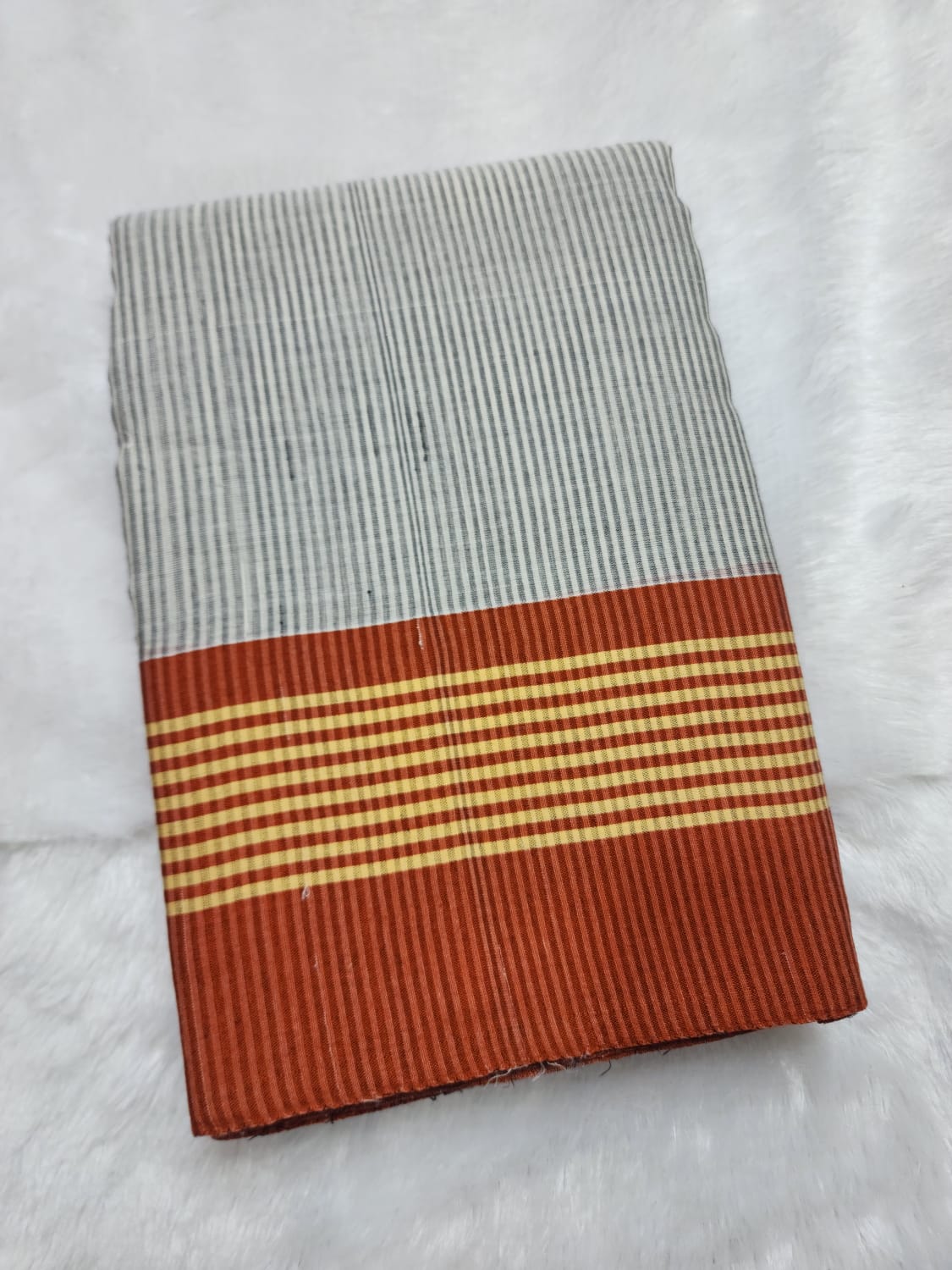 Ash Grey Cotton Handloom Saree