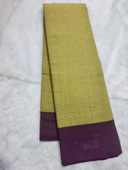 Light olive green Cotton Handloom Saree