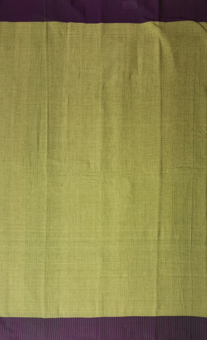 Light olive green Cotton Handloom Saree