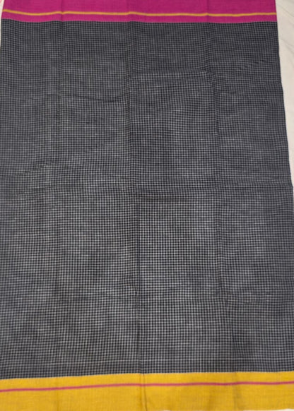 Black -Yellow Pink Ilkal handloom Patteda Anchu Saree