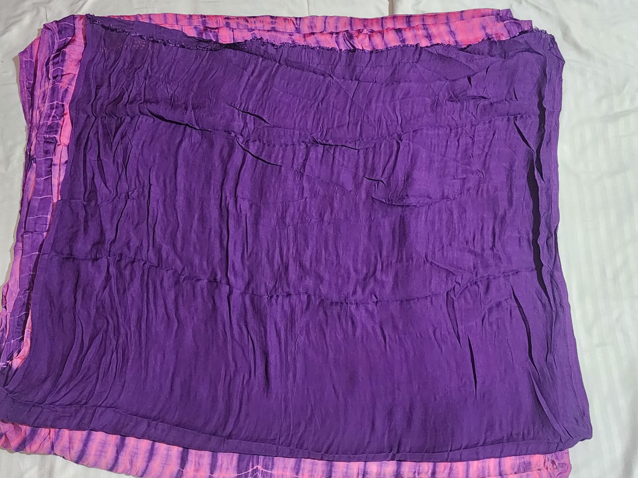 Purple Bandhani Modal Silk Saree with Golden Checks