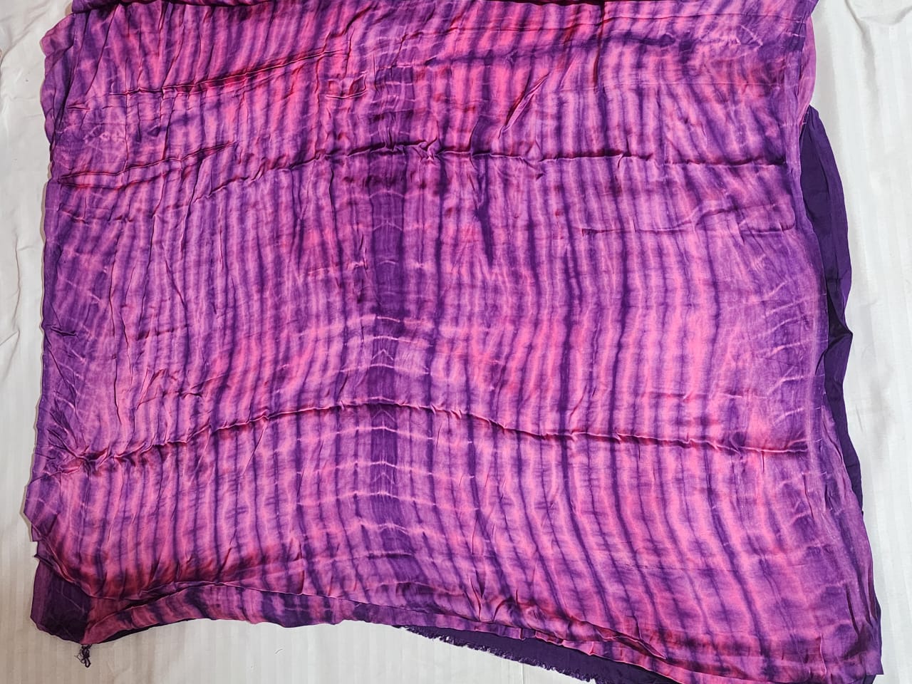 Purple Bandhani Modal Silk Saree with Golden Checks