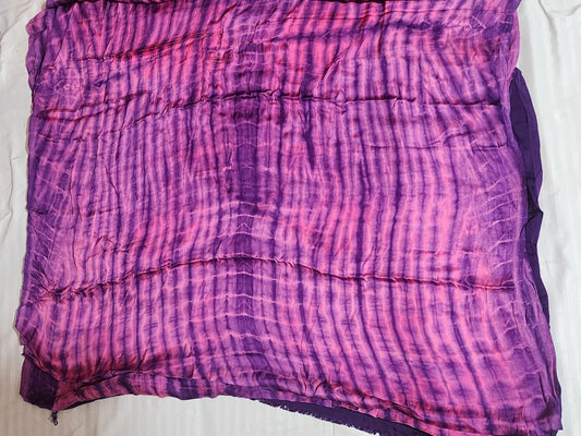 Neon Purple Bandhani Modal Silk Saree with Golden Checks and Tie-Dye Pallu