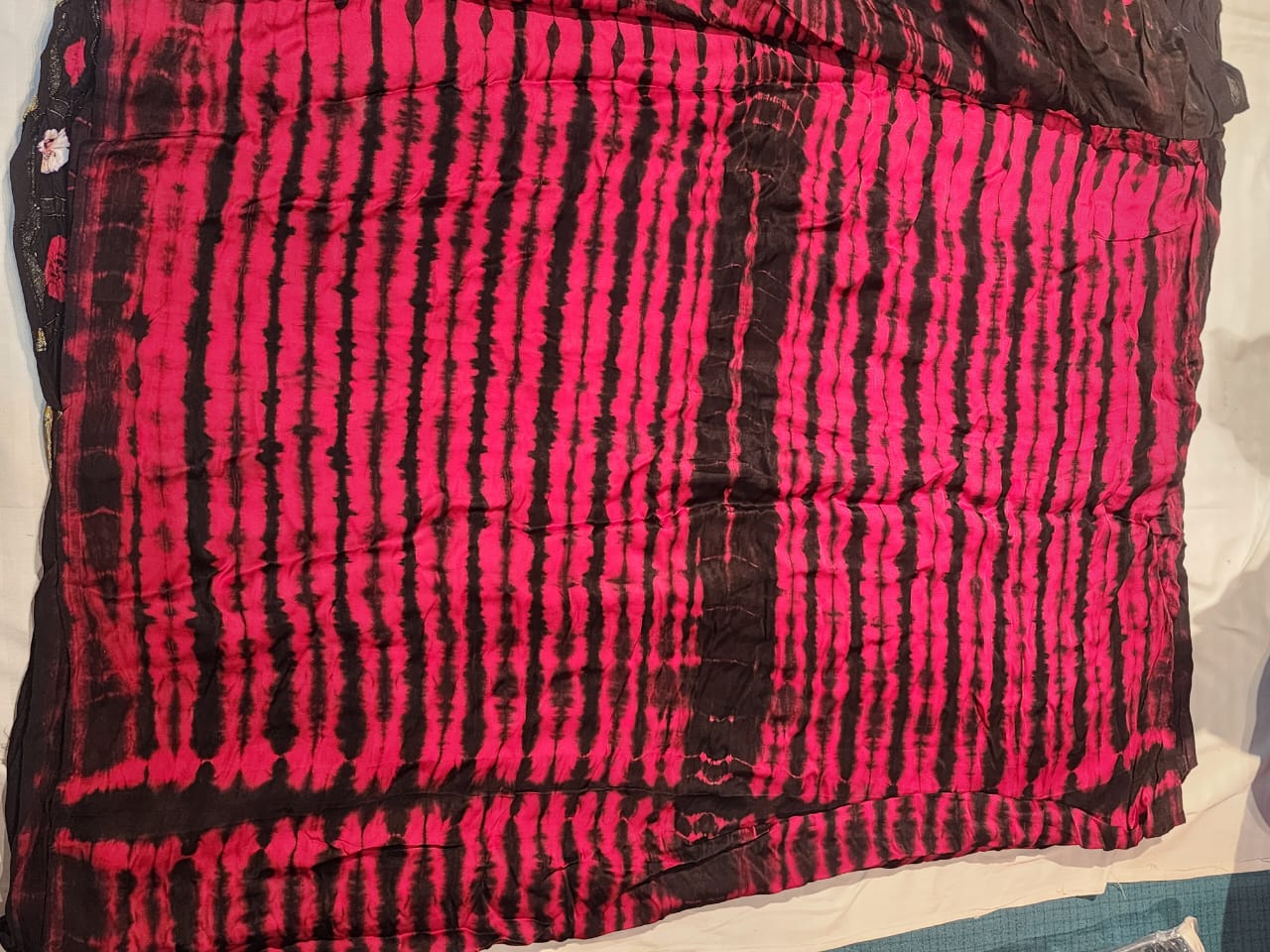 Black Bandhani Modal Silk Saree with Golden Checks