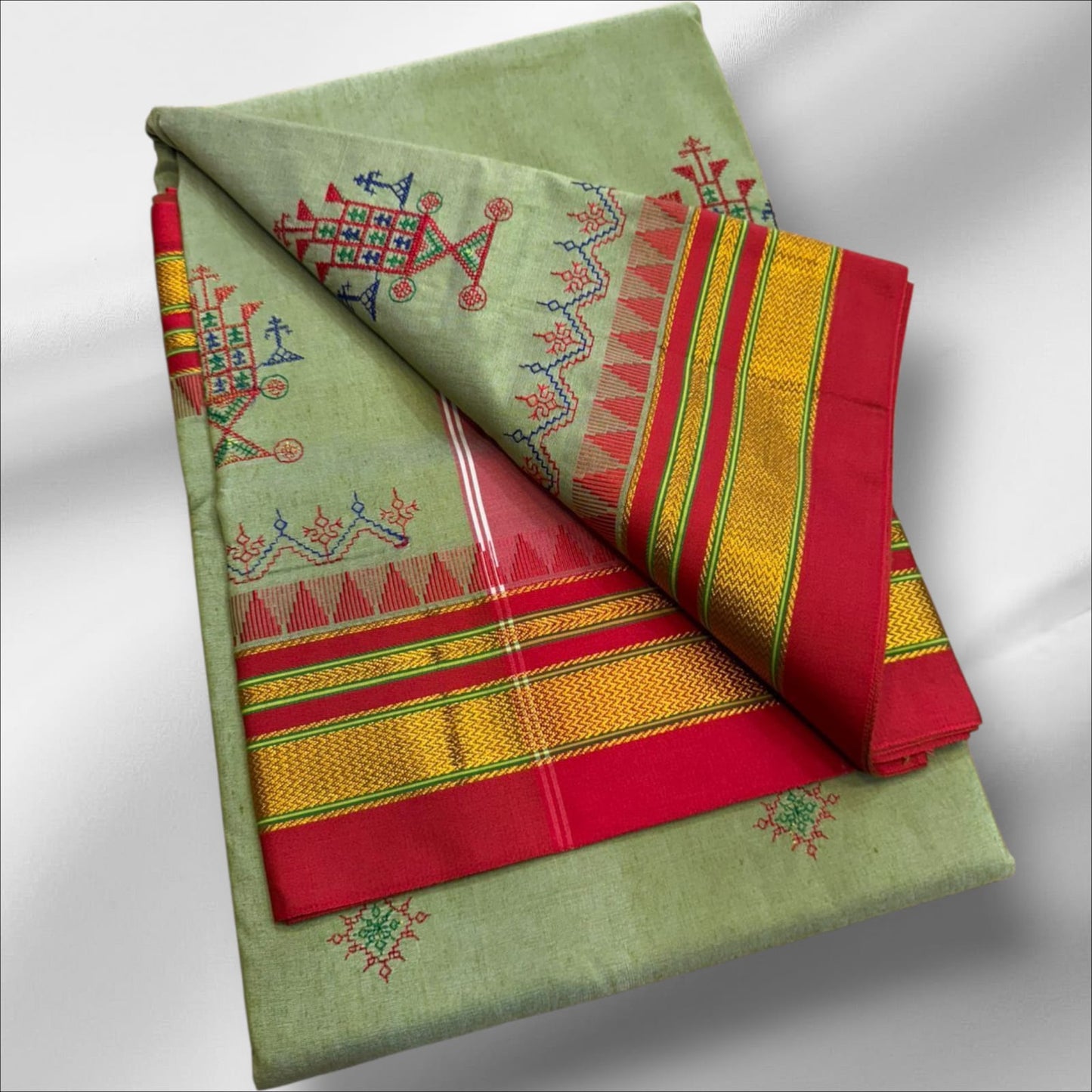 Sage Green Ilkal Kasuti Cotton Saree