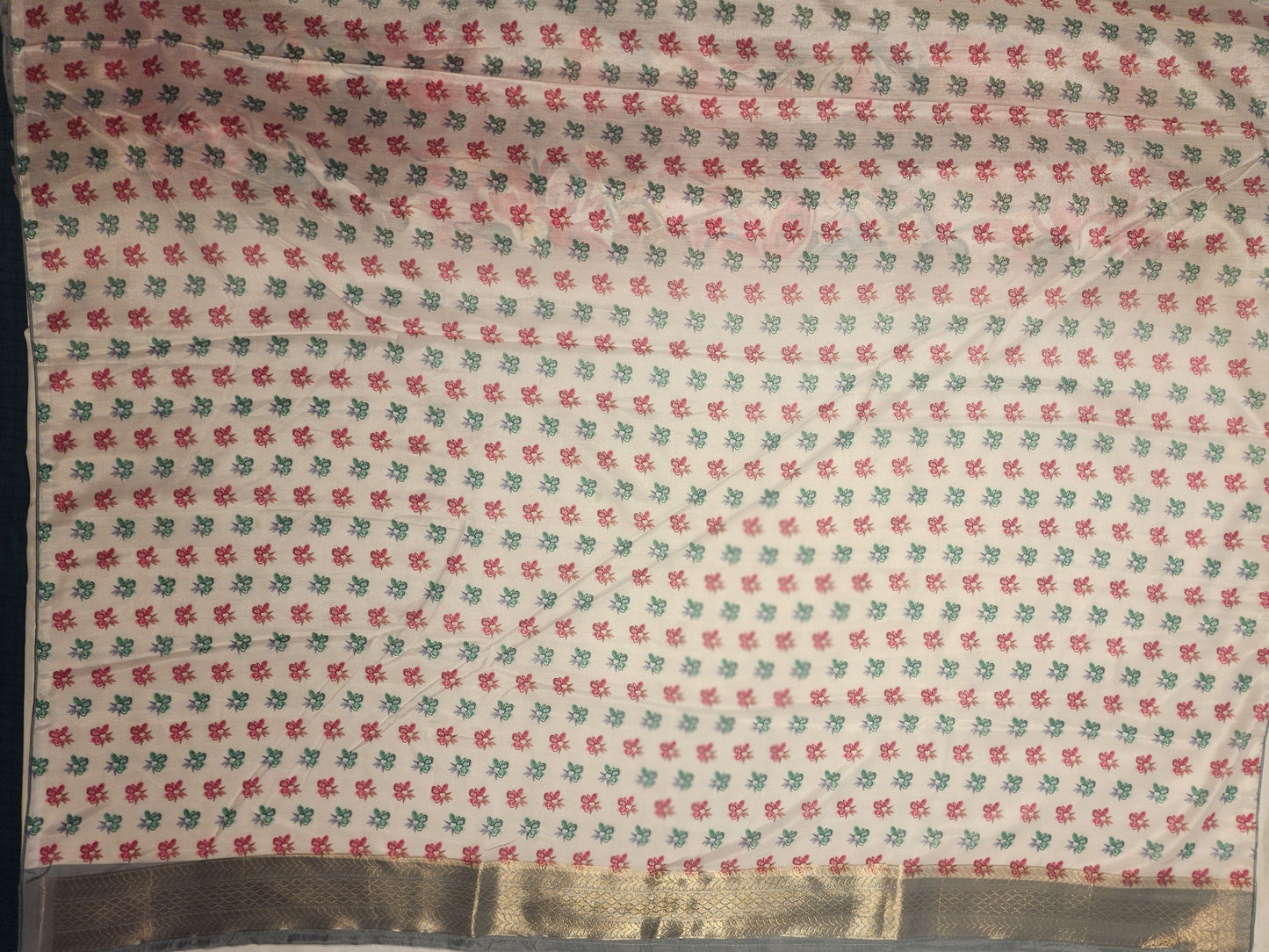 White dola silk Floral Print