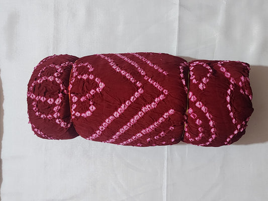 Wine with Pink Border and Golden Zari Pallu Bandhani Modal Silk Saree