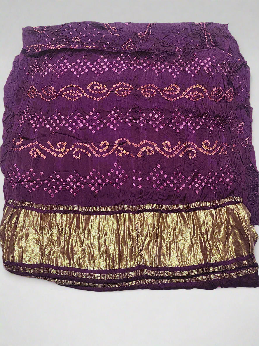 Royal Wine with Golden Zari Pallu Bandhani Modal Silk Saree
