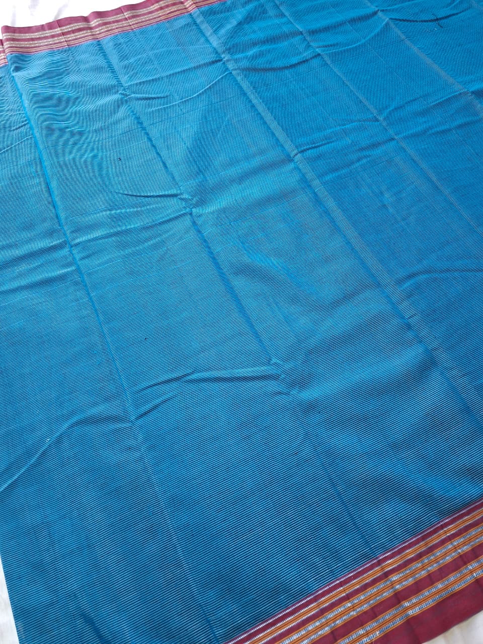Blue-Maroon Ilkal Mercerized Cotton (raasta saree)