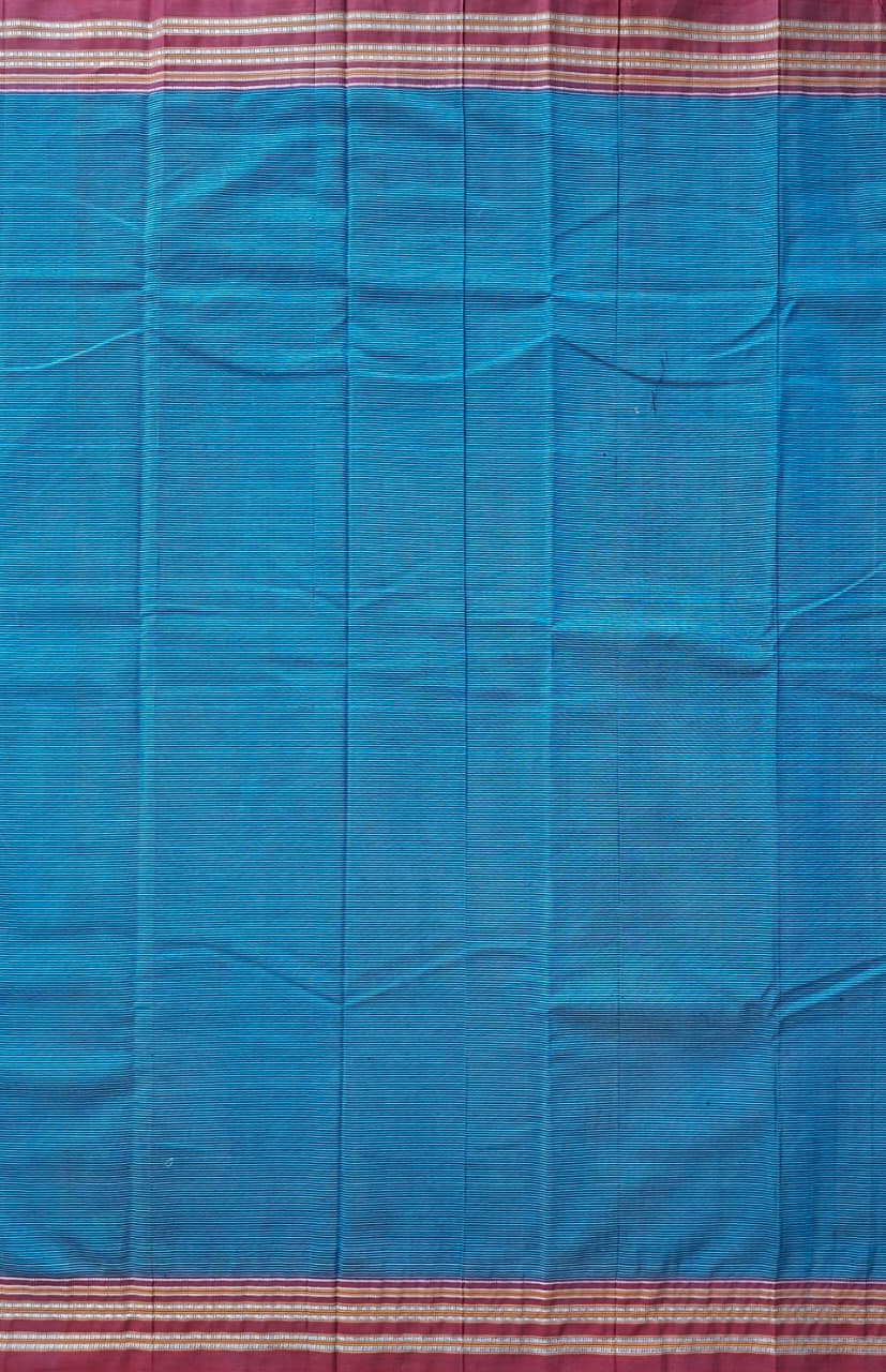 Blue-Maroon Ilkal Mercerized Cotton (raasta saree)