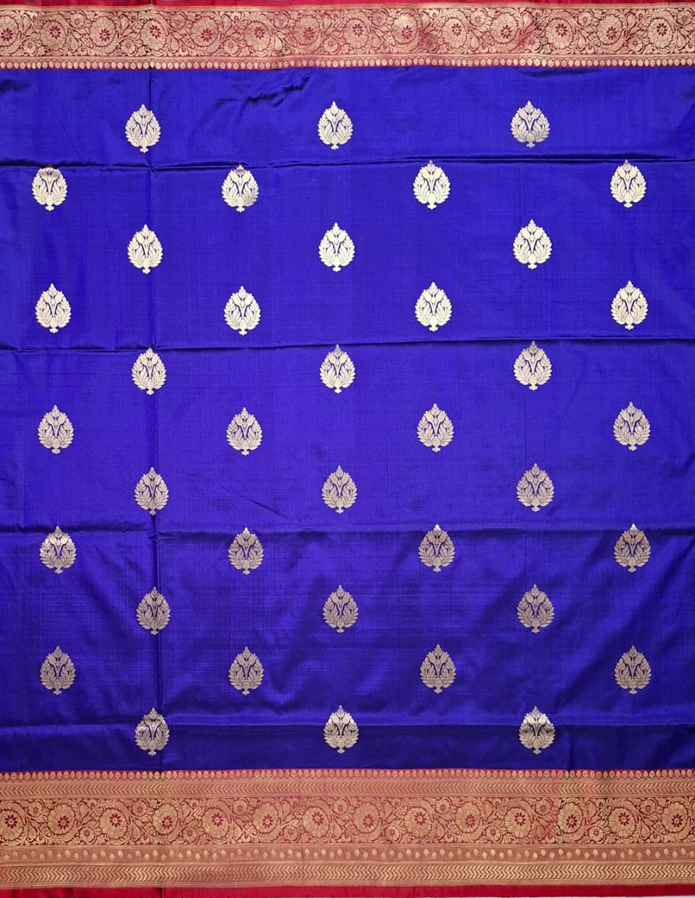 Royal Blue Banarasi Silk Saree with Gold Zari Motifs