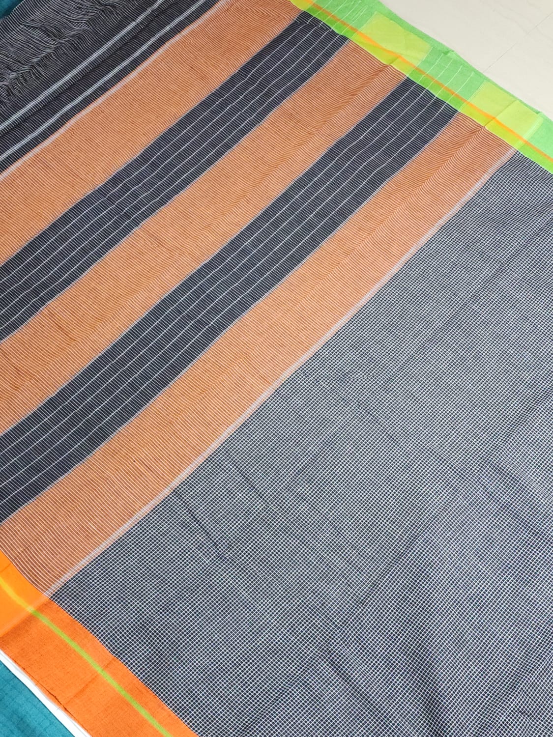 Black Checks Patteda Anchu Ilkal Saree