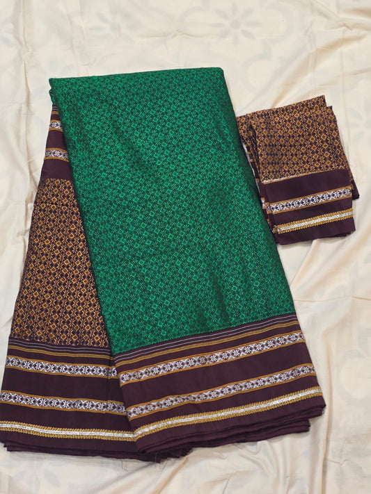 brown green Ilkal Khun 3D Saree