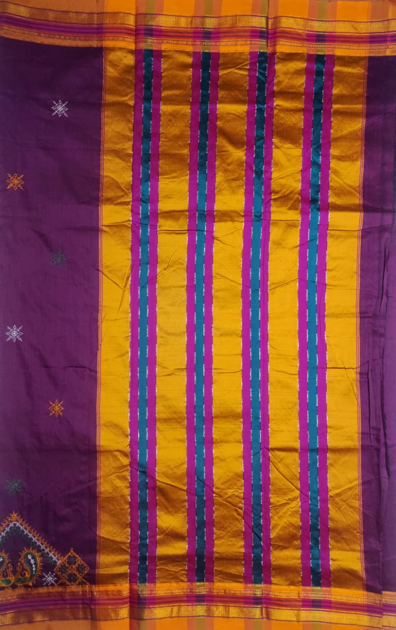 Plum Purple Ilkal Kasuti Saree