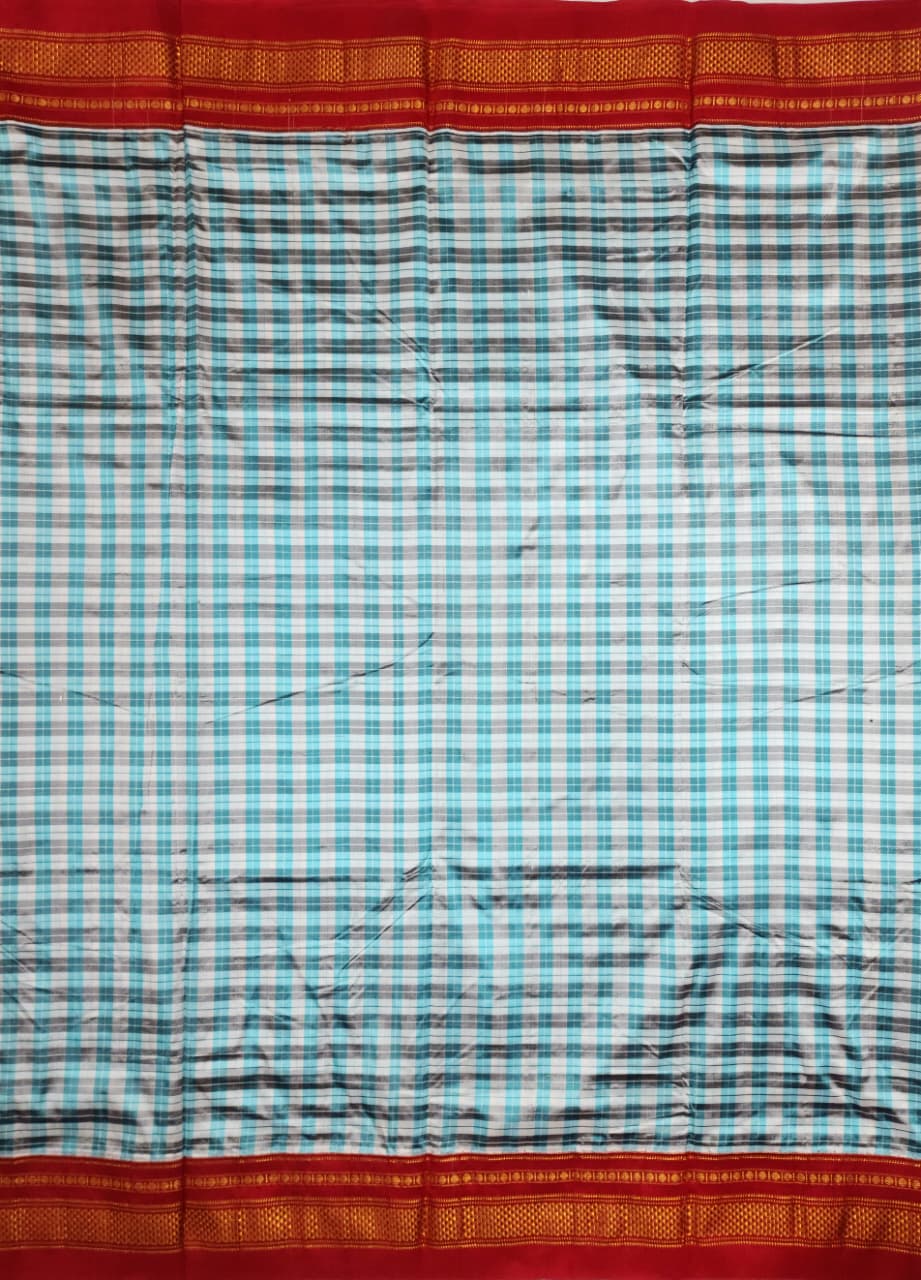 Blue-Red Checks Ilkal Saree