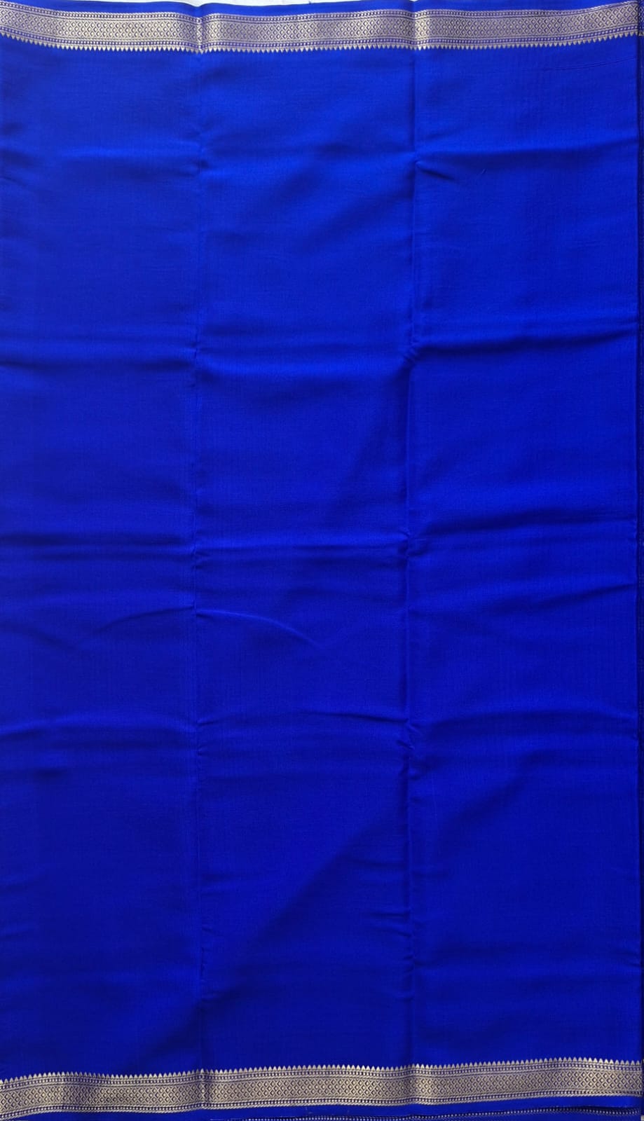 royal blue mysore crepe pure silk saree with golden zari