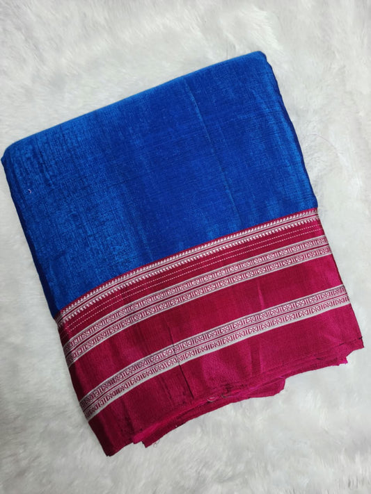 Royal Blue Ilkal Viscose Silk Saree Gayathri border
