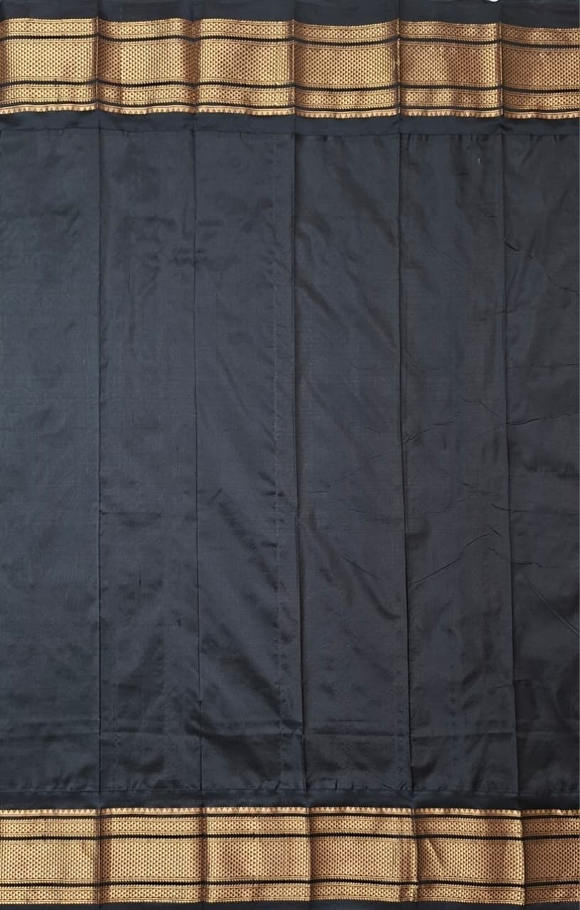 Sage/MInt green & black Ilkal saree with floral weavings