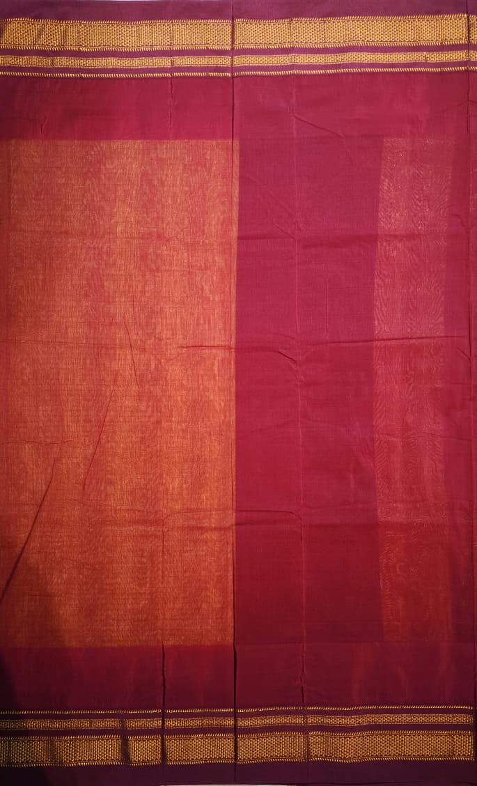 Sunshine Yellow Ilkal Checks Butta Saree with Maroon Zari Border