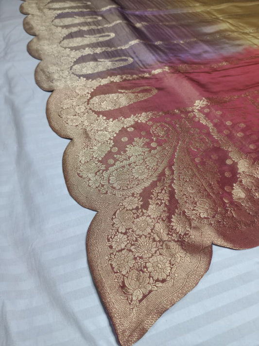 Peach 4-shaded Designer Saree