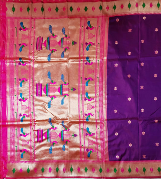 Majestic Purple Paithani Soft Silk Saree