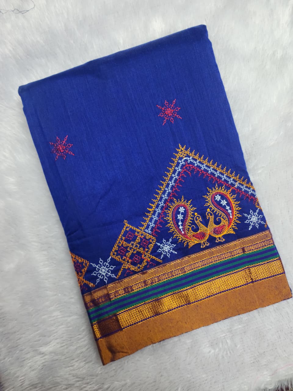 Royal Blue Ilkal Kasuti Saree
