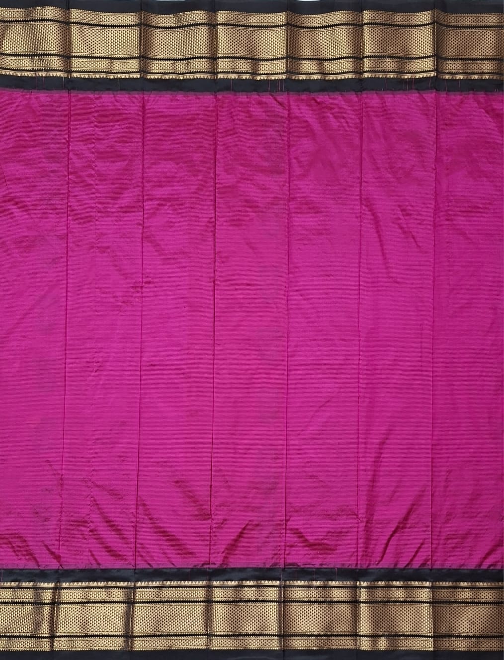 Rani pink & black Ilkal saree with with floral weavings