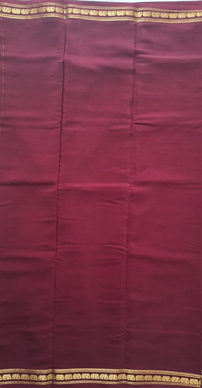 brown mysore crepe pure silk with elephant border