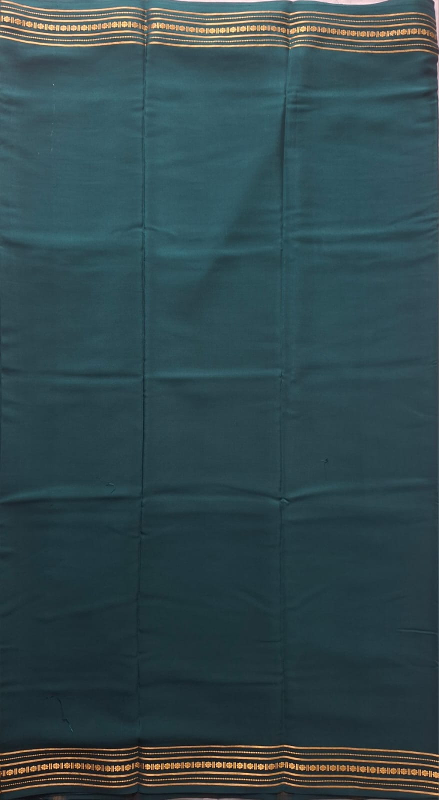 dark green mysore crepe pure silk with floral zari border
